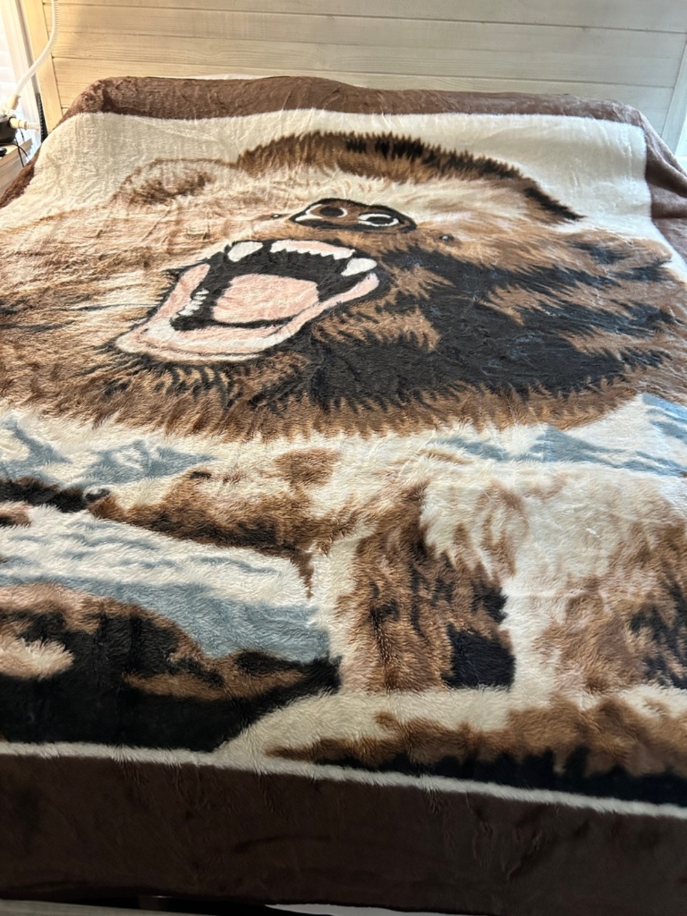 Solara Brown Bear Fleece Blanket by Mayer Evening. Vintage
